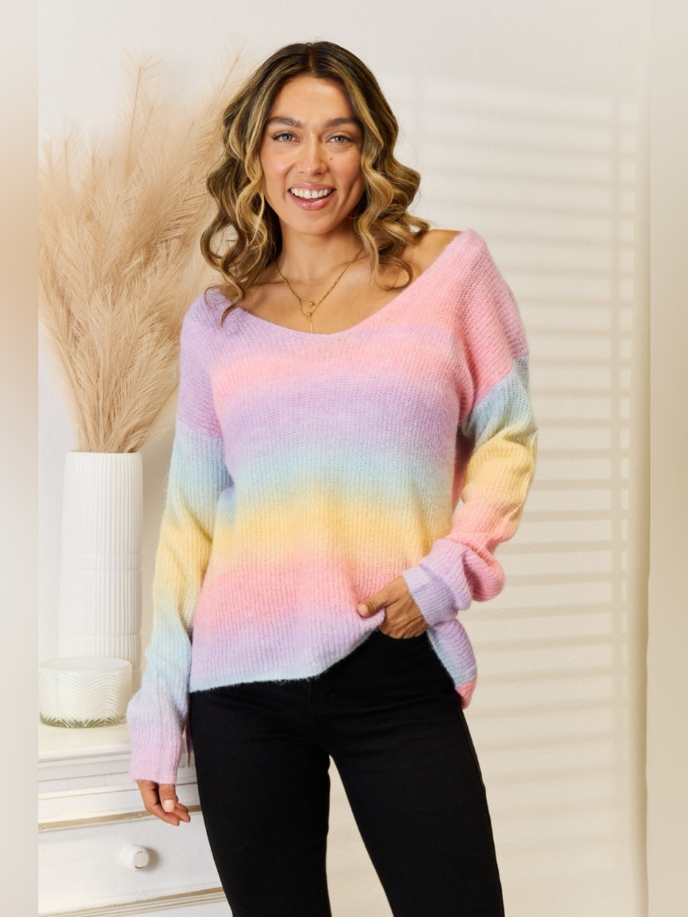 Angel Wings Gradient V-Neck Sweater